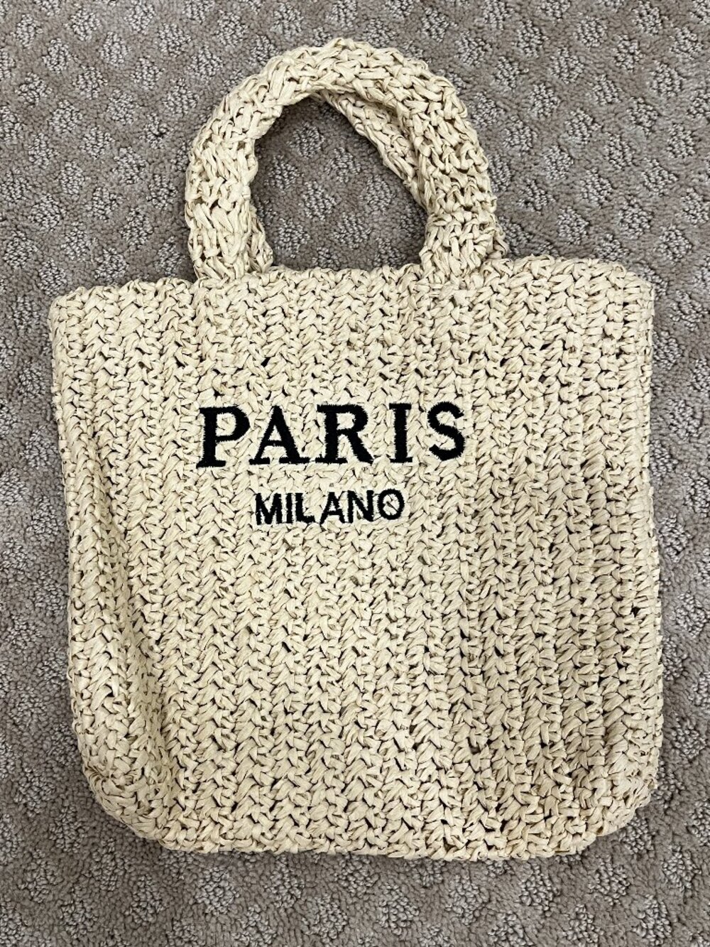 NEW Paris Milano Raffia Tote Top Handle Straw Beach Bag Basket Summer Vacation